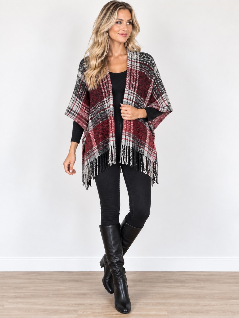 Woolrich Plaid Fringe Poncho Cozy wrap NWT